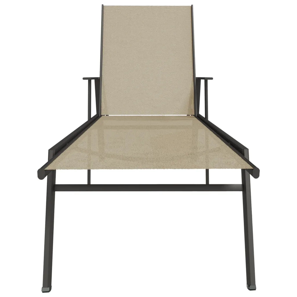 Lettino Prendisole in Acciaio e Textilene Crema cod mxl 26387