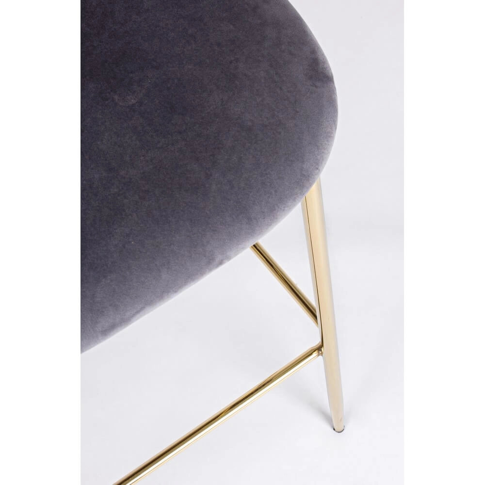 Set di 2 Sgabelli Bar in Velluto con Gambe Dorate - SIMON