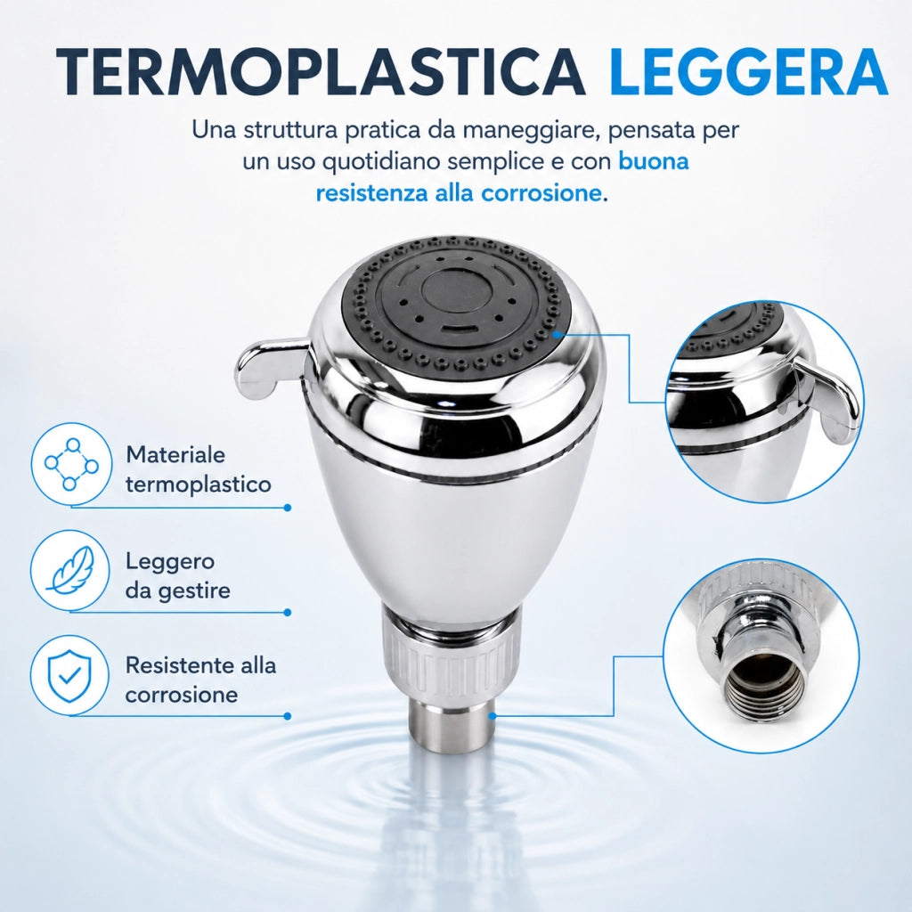 Soffione Doccia Tondo Multigetto 7 cm Cromato Lucido Termoplastica 59232