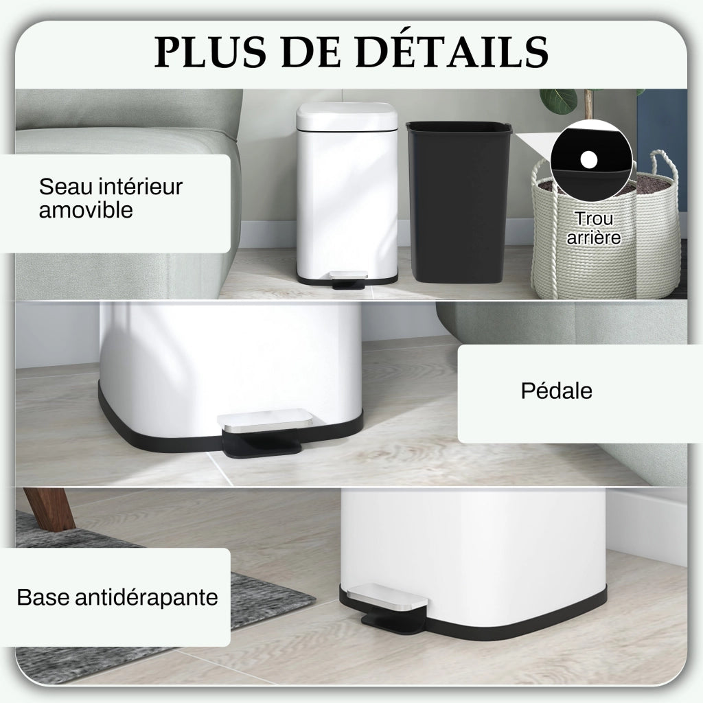 Cestino per rifiuti da cucina 20 litri ¨C zephmum ¨C bianco 28x35x45 cm