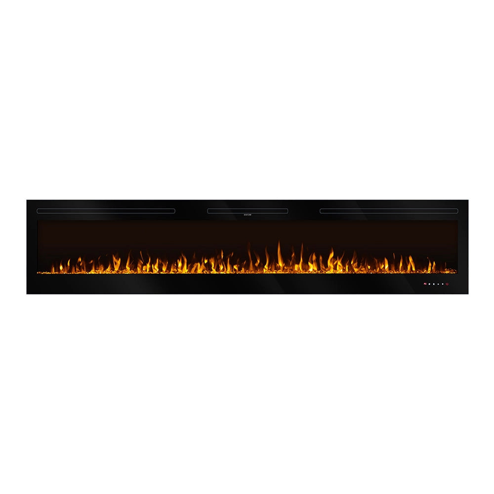 Camino Elettrico da Incasso 54,4x254x14 cm Effetto Fiamma 1500W Fiji Nero