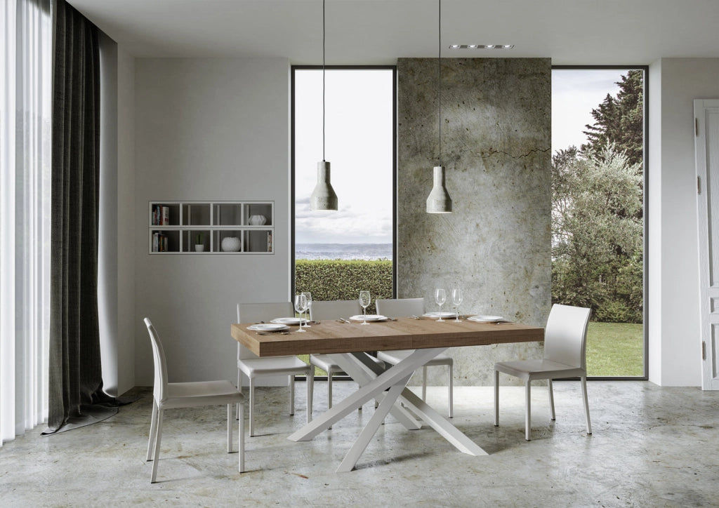 Tavolo allungabile 90x180/284 cm Volta quercia natura telaio bianco