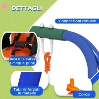 Altalena da Giardino 2 in 1 per Neonati e Bambini da 6 Mesi a 8 Anni, Arancione e Blu