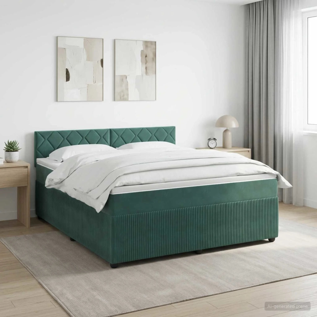 Letto box spring con materasso Verde Scuro 140 x 190 cm Velluto 3453146