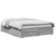 Letto matrimoniale | Letto per adulti | Giroletto Cassetti Grigio Sonoma 120x190 cm Legno Multistrato