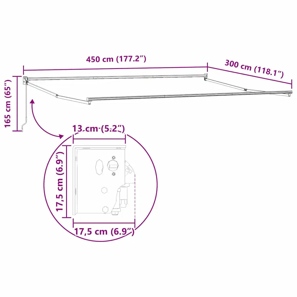 Tenda da Sole Antracite 4,5 ×3 m Metallo 362029