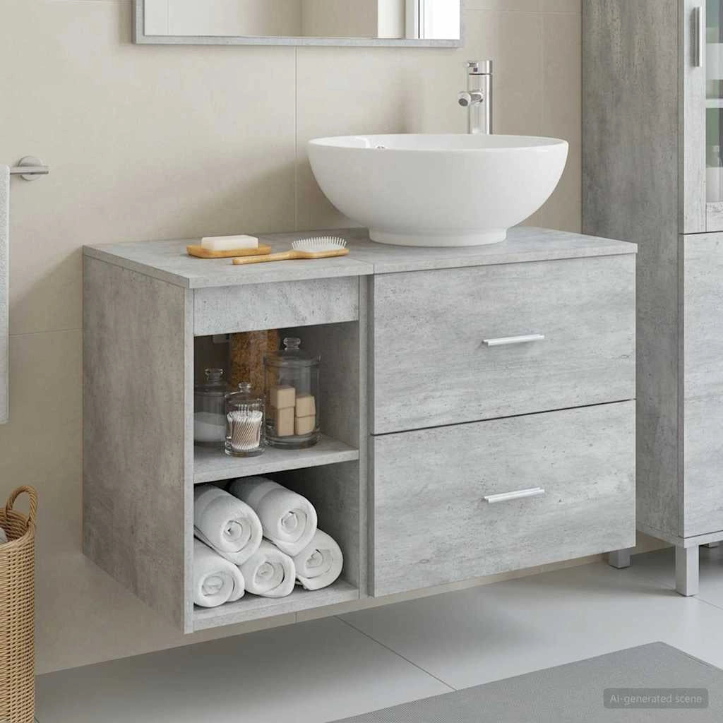 Set di mobili per il bagno 2 pz Grigio Cemento 3403915