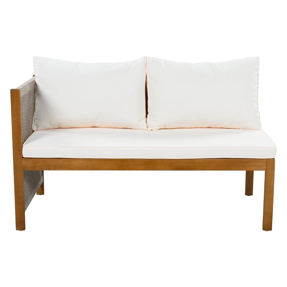Set da giardino con divano angolare - Zephmum- Per 7-8 persone, tavolo e sedie in polirattano, cuscini, colore beige+naturale