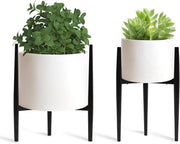 Standaardaforo metallico regolabile per interni ed esterni - adatto per vasi da 20-30 cm - 33 cm alto - nero conico - 2 pezzi