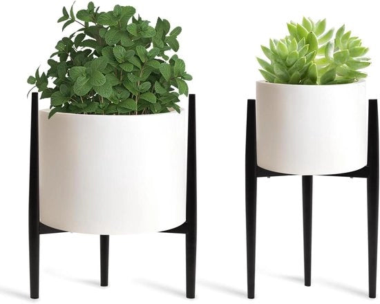 Standaardaforo metallico regolabile per interni ed esterni - adatto per vasi da 20-30 cm - 33 cm alto - nero conico - 2 pezzi