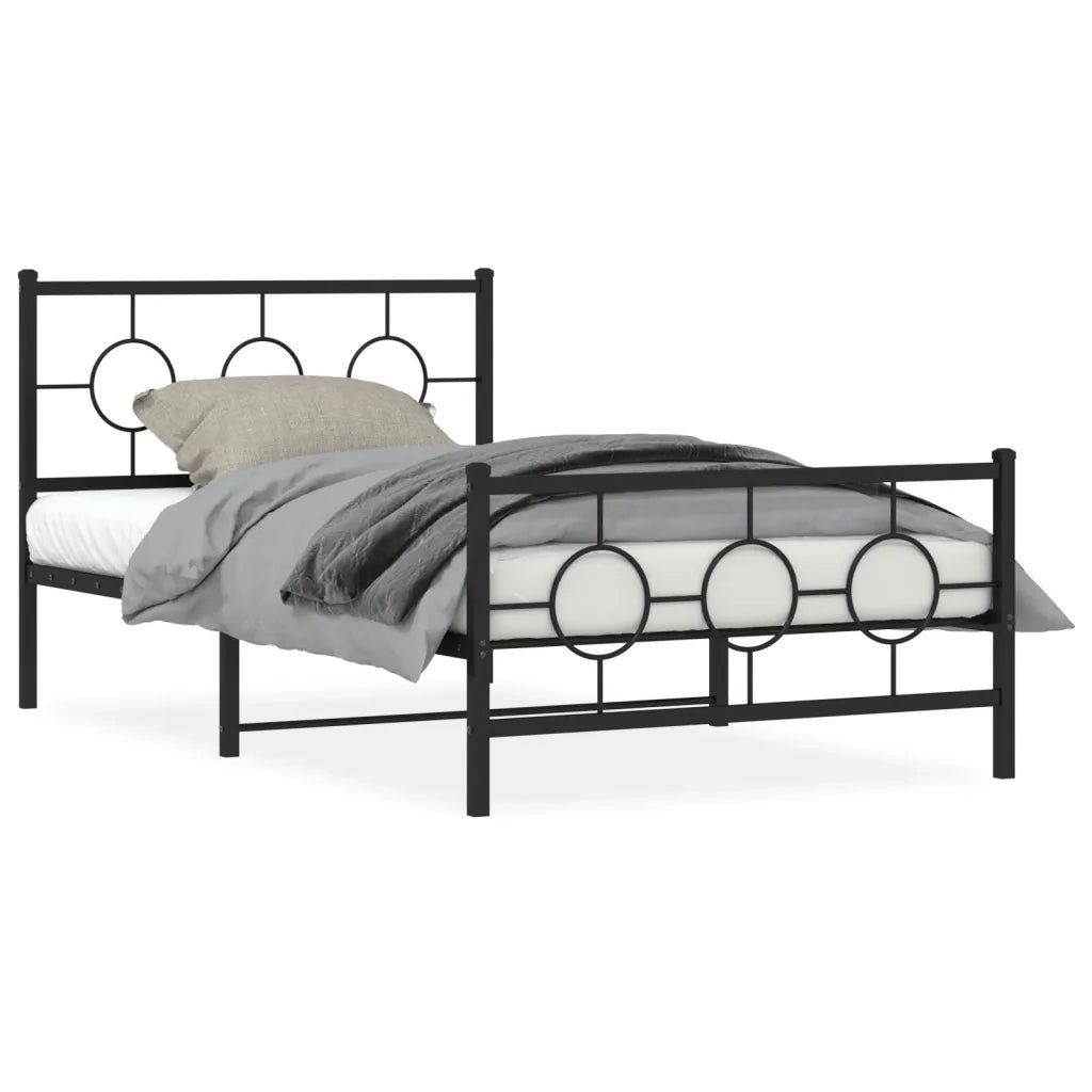 Giroletto con Testiera e Pediera-Struttura Letto Metallo Nero 107x203 cm 648817