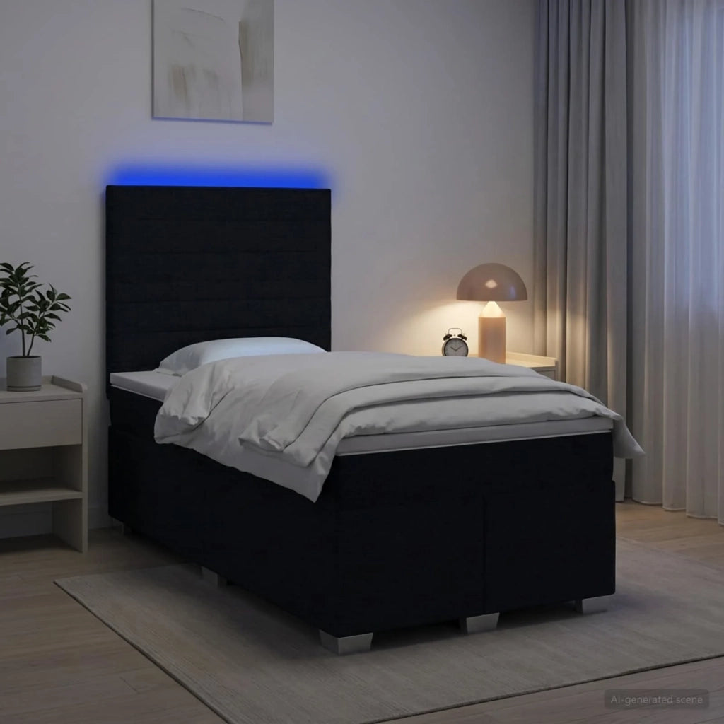 Letto box spring con materasso Nero 120 x 200 cm Tessuto 3454840