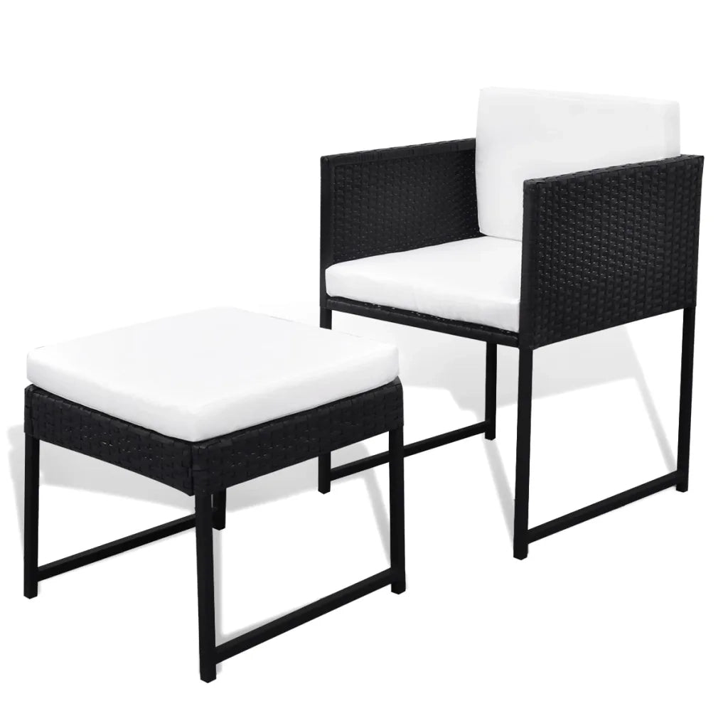 Set da Pranzo da Giardino 13 pz con Cuscini in Polyrattan Nero 42761