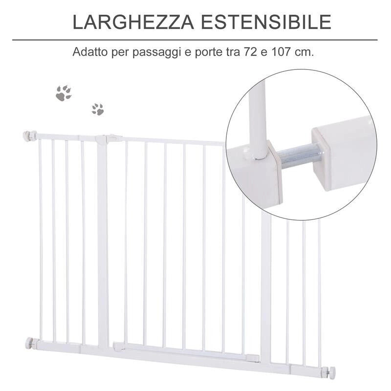 CANCELLETTO PER CANI ESTENSIBILE DA 72 A 107 CM CON MONTAGGIO A PRESSIONE