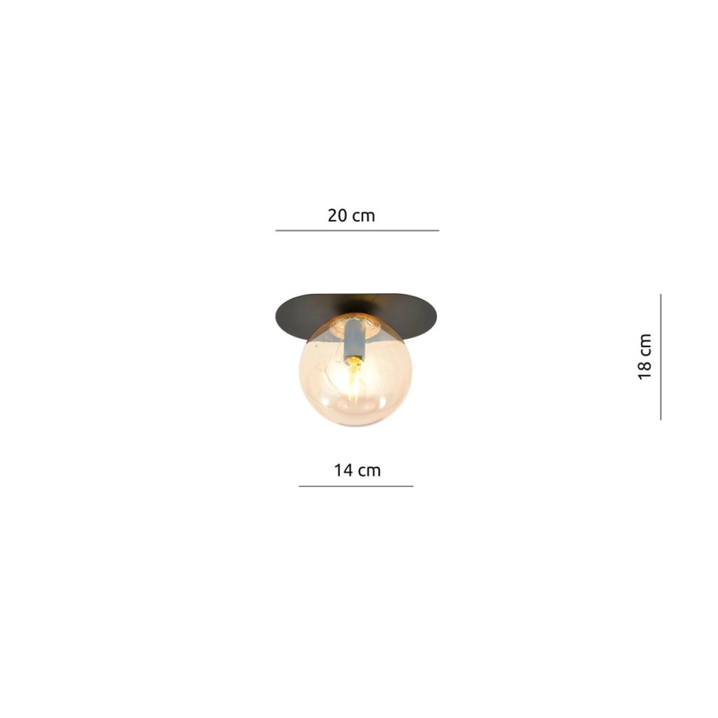 Lampada da tavolo Plaza in acciaio nero opaco e vetro ambra