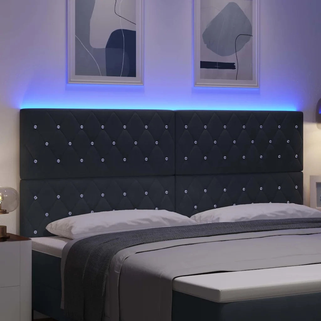 Testiera LED con strisce LED Grigio scuro 200 cm Velluto 3338379