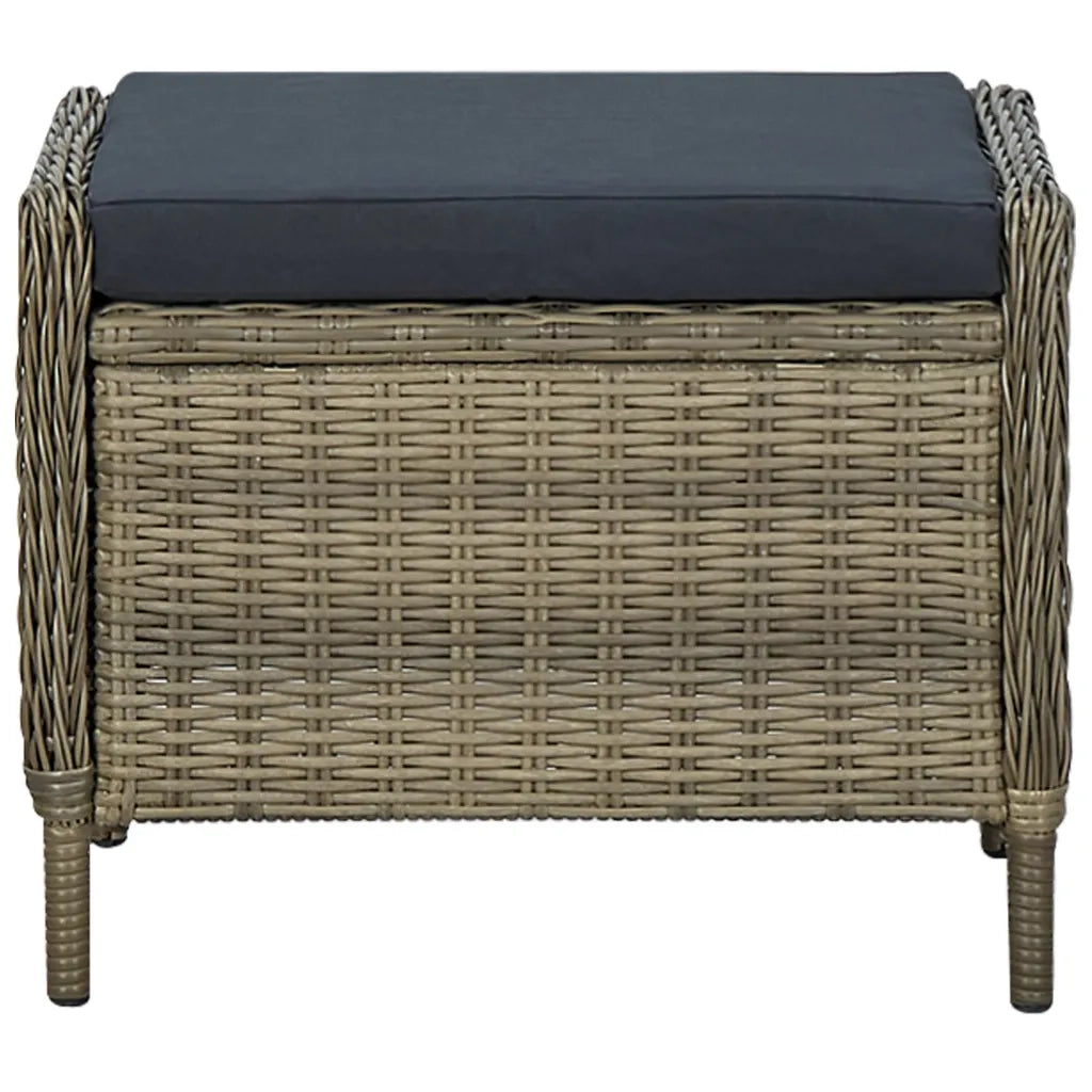 Sedia da Giardino | Sedie da Esterno Reclinabile con Pouf Polyrattan Marrone