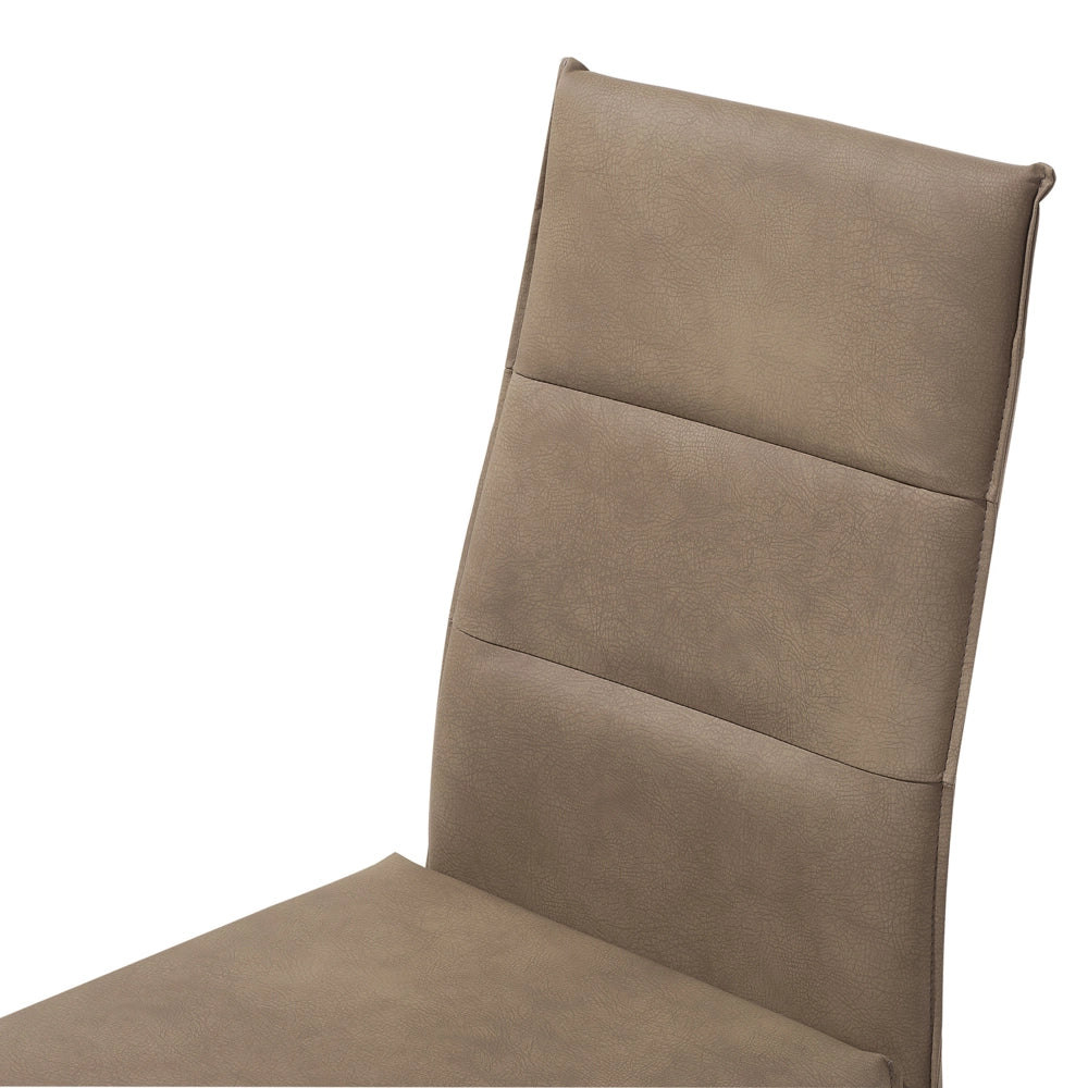Set di 2 sedie da pranzo beige sabbia imbottite in ecopelle gambe a sbalzo argento senza braccioli design moderno
