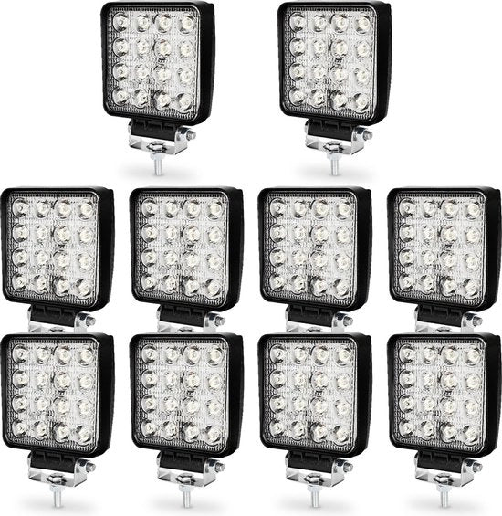 Lampada di testata LED 10x 48W con luce supplementare per uso off-road, compatibile con 12V e 24V, IP67, impermeabile all'acqua, lampada di coda per trattore, auto, macchina da movimento terra, SUV, UTV, ATV
