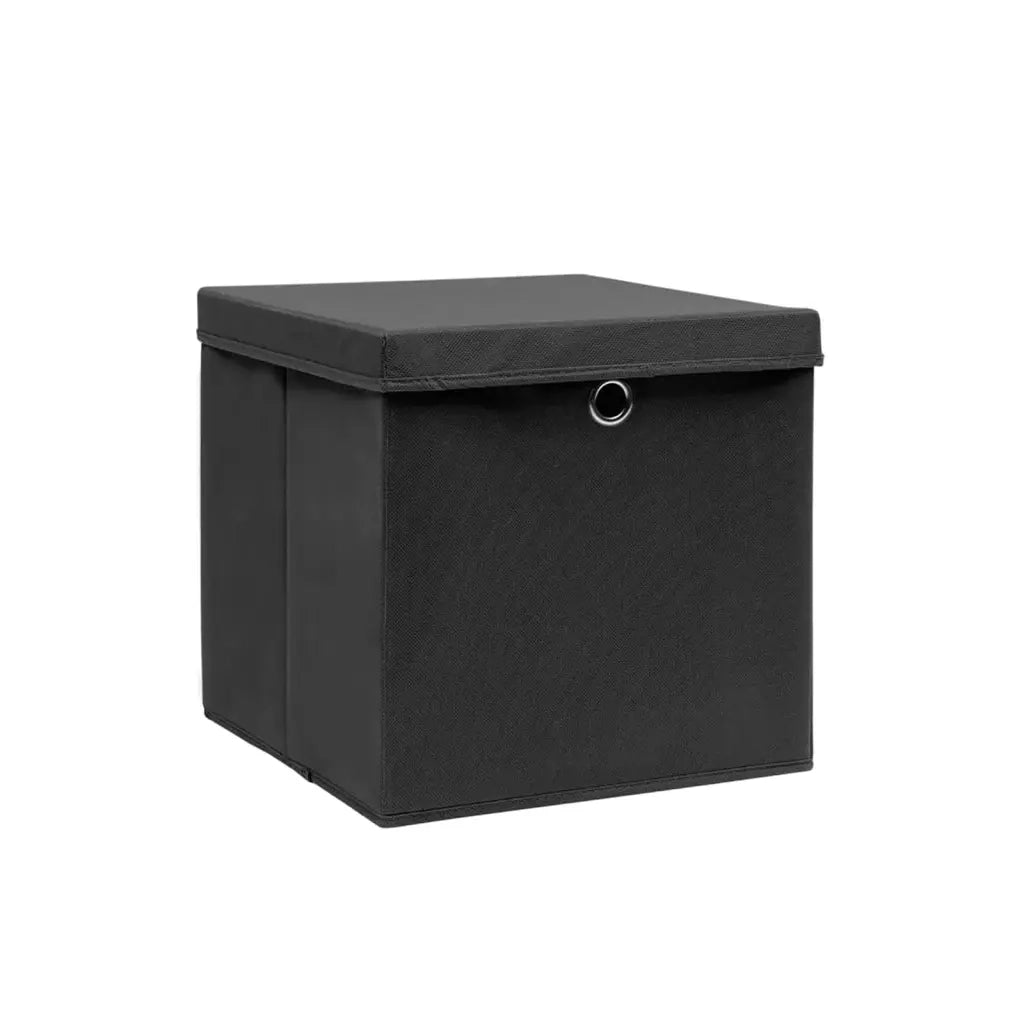 Contenitori con Coperchi 4 pz 28x28x28 cm Nero 325188