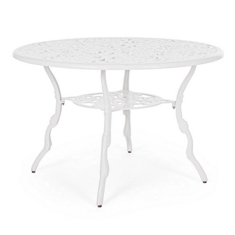 Tavolo da Giardino Rotondo in Alluminio Pressofuso con Decori - REGENCY
