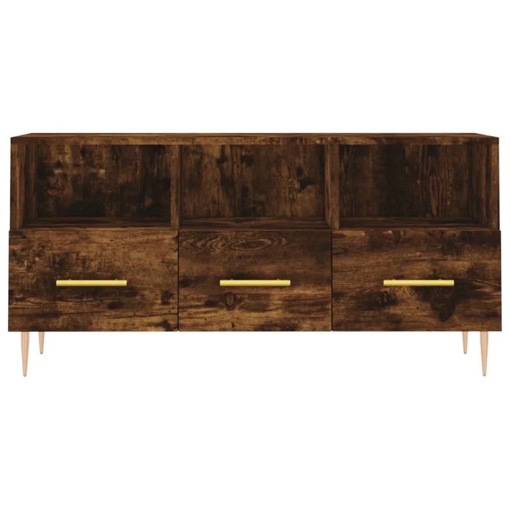 Mobile TV multimediale scaffale TV credenza mobile TV sala da pranzo soggiorno camera da letto rovere affumicato 102 x 36 x 50 cm legno ingegnerizzato marrone 02_0027301