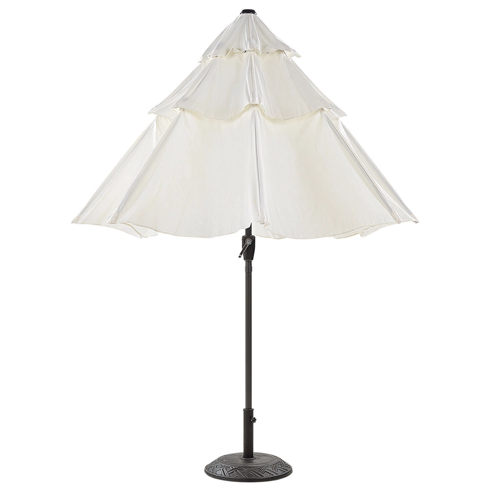 Ombrellone tessuto beige chiaro palo in acciaio ⌀ 285 cm ottagonale da esterno a manovella resistente ai raggi uv