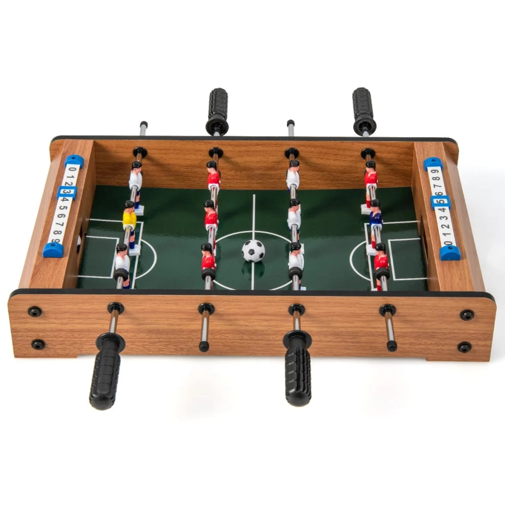Tavolo da calcio balilla mini 2 giocatori in MDF, marrone, compatto, resistente e facile da montare per casa