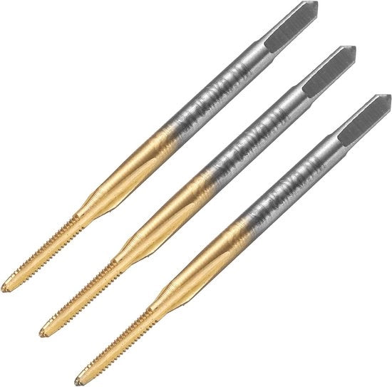Tre punte di taglio a fluido M1,6 x 0,35 in titanio giallo - alesaggio a vite - acciaio HSS 6542