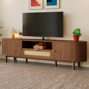 MOBILE TV 175x36x51 cm MDF Noce con ante semicircolari e cassetti