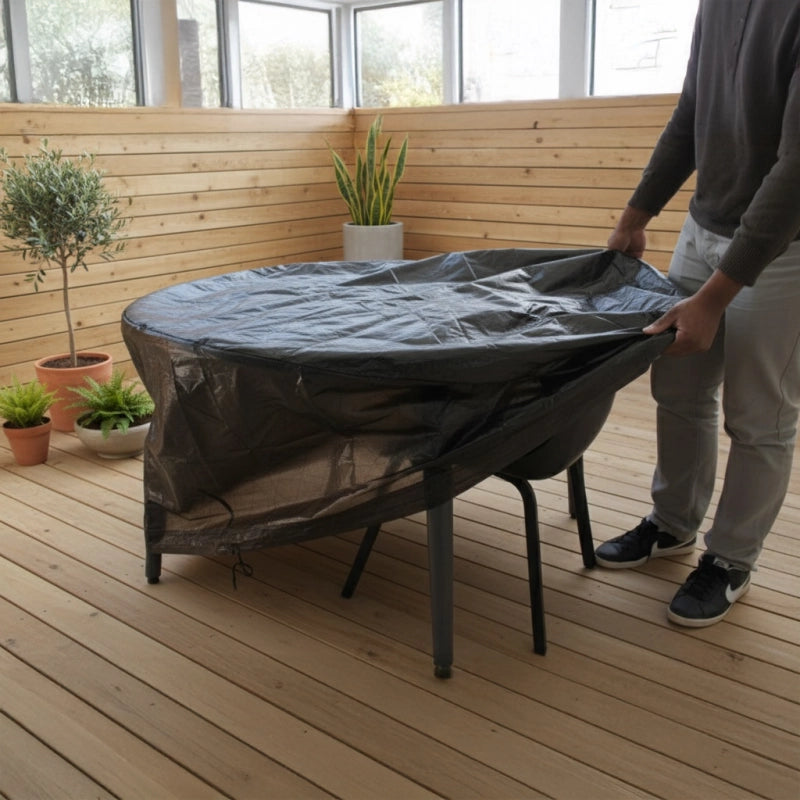 Copertura per tavolo rotondo + sedie TITANIUMÂ® Nero - 120 x 120 x 85 cm