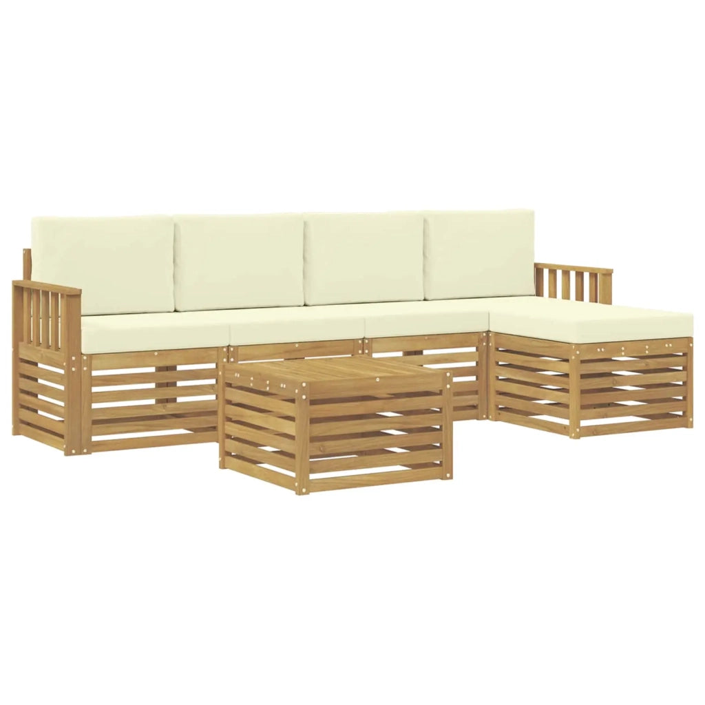 Set di divani da esterno 6 pcs Bianco e Crema 59 x 59 x 37 cm 3391705