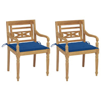 Sedie Batavia 2 pz con Cuscini Blu Reale in Massello di Teak cod mxl 6134