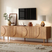 Mobile TV moderno 180 cm con 4 ante; 2 vani e passacavi; in truciolare colore naturale