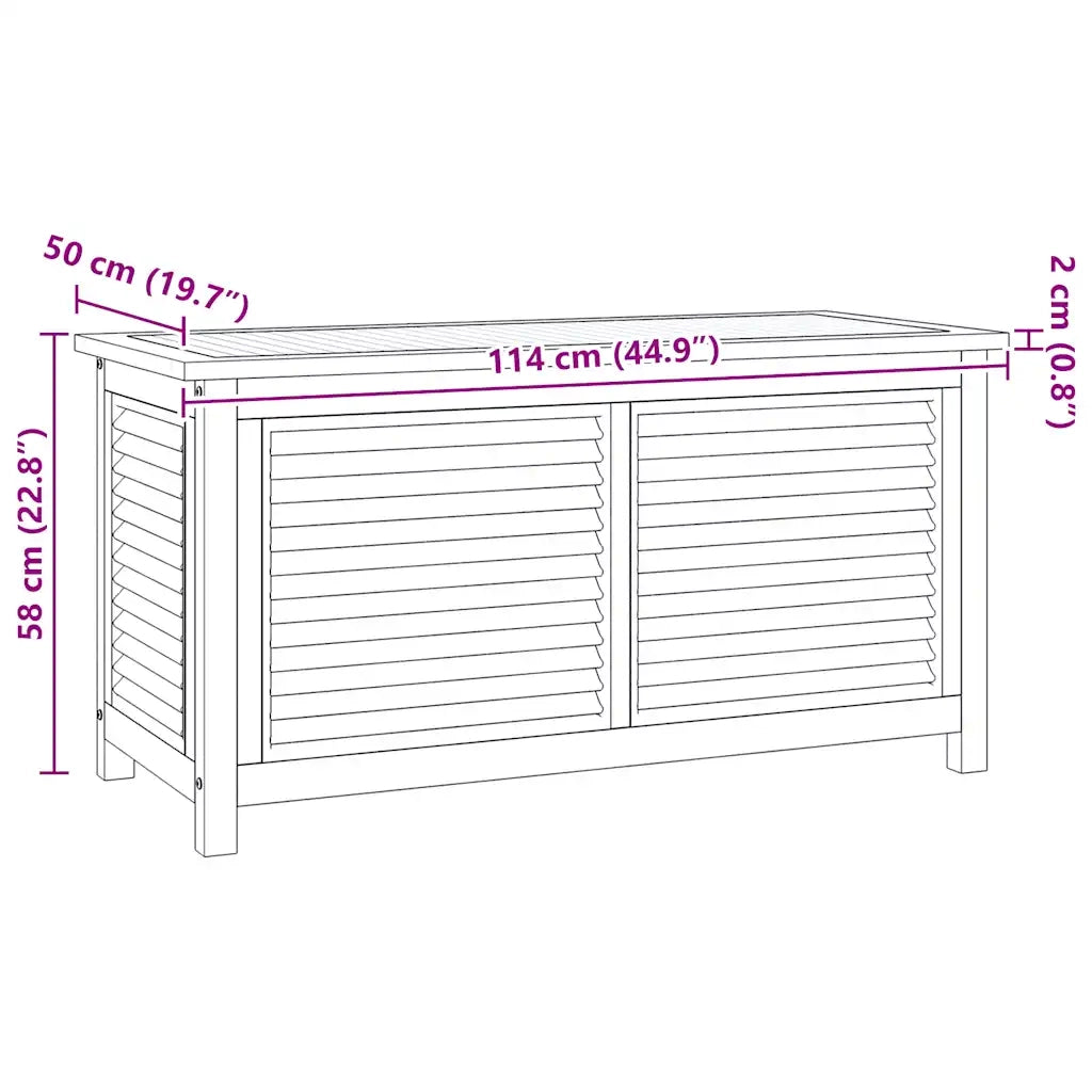 Contenitore Giardino con Borsa 114x50x58cm Legno Massello Teak 363271