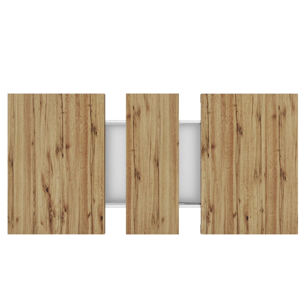 Tavolo da pranzo allungabile 110-140x80x75 cm con vano contenitore; MDF; bianco e naturale
