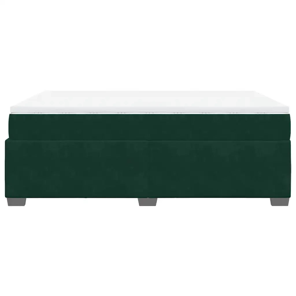 Giroletto a Molle con Materasso Verde Scuro 160x200 cm Velluto