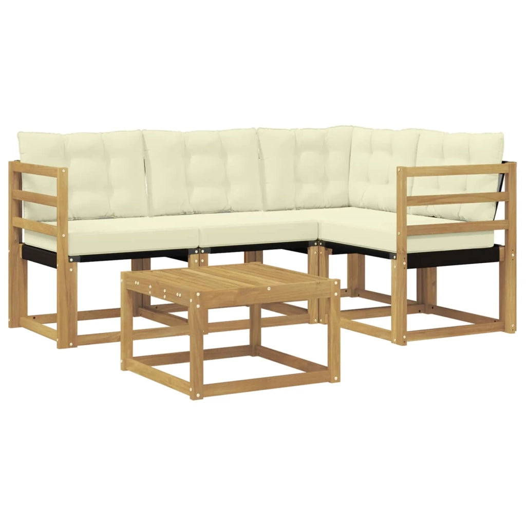 Set di divani da esterno con cuscino 5 pcs Bianco e Crema