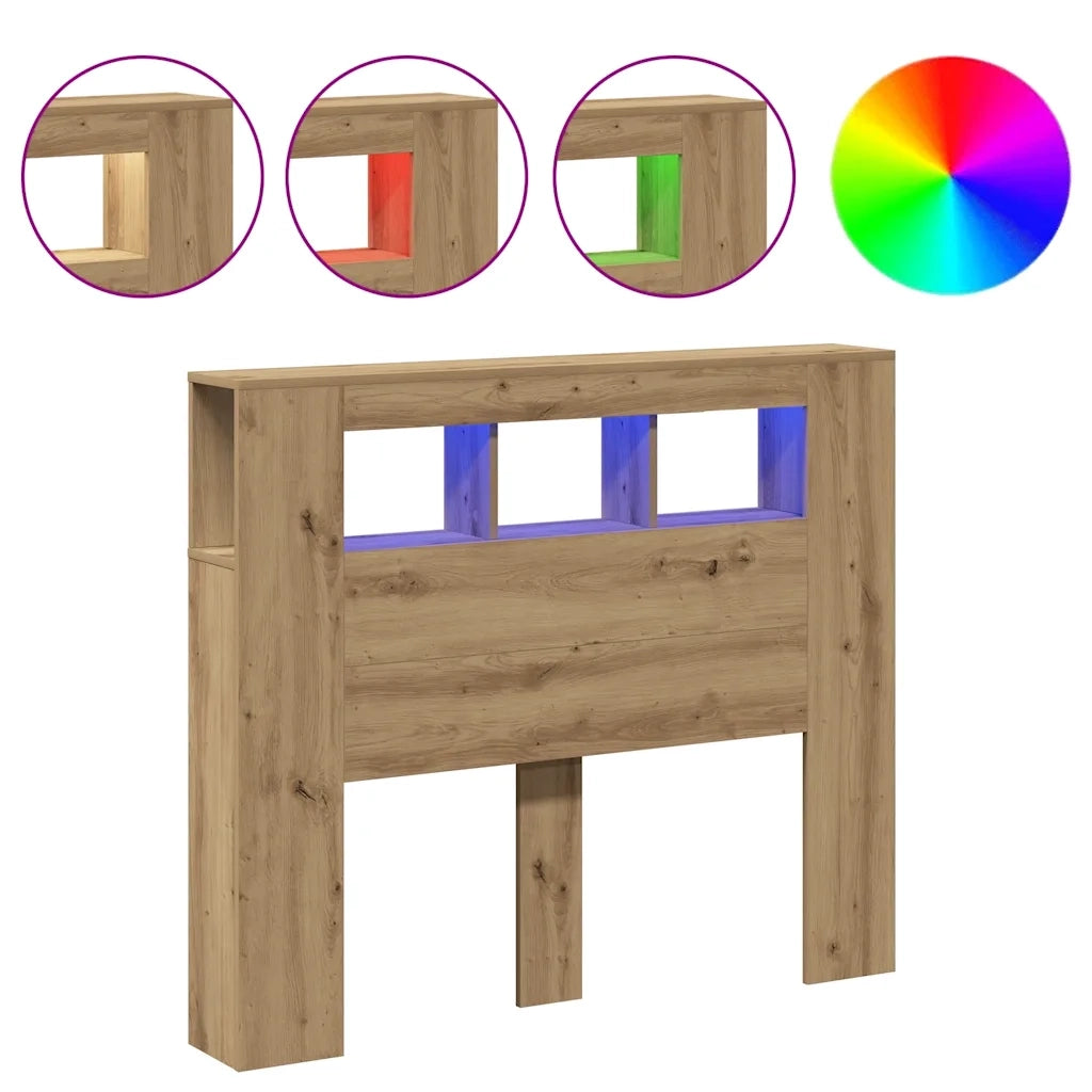 Testiera | Testata LED Rovere Artigianale 120x18,5x103,5 cm Multistrato