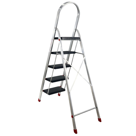 Scala in Alluminio 2 3 4 5 Gradini Sgabello Pieghevole Richiudibile Salvaspazio Ripiegabile Robusta Multiuso c 5 gradini