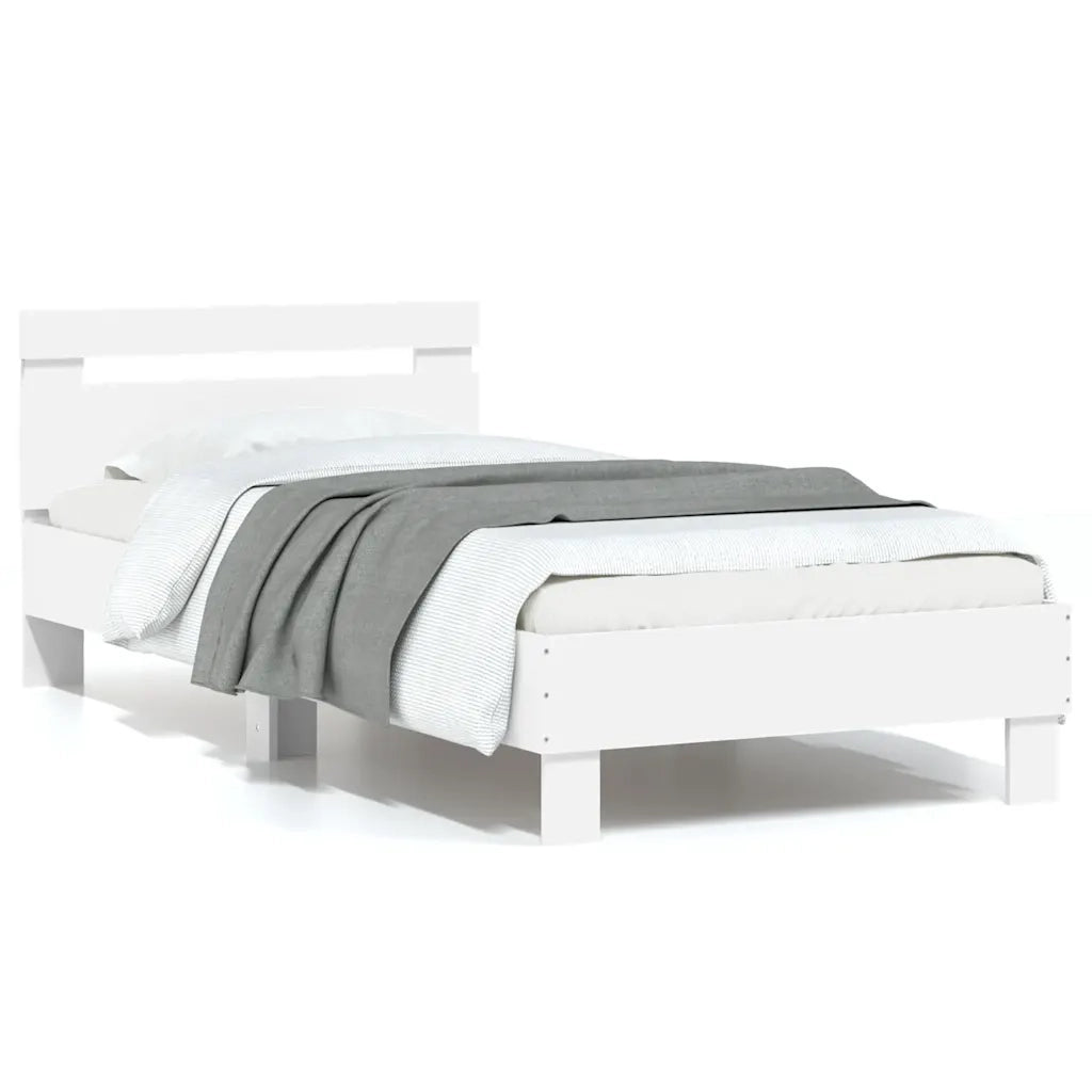 Giroletto con Testiera e LED-Struttura Letto con testiera Bianco 75x190 cm 921588