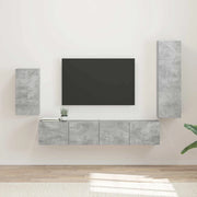 Set mobile TV 4 pcs Grigio cemento Legno multistrato