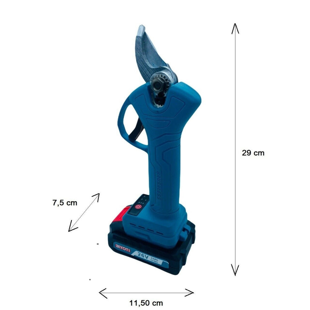 Trade Shop - Forbice Da Potatura A Batteria Cesoia Tronca Rami 26v Cordless 2 Batterie 3.0ah -