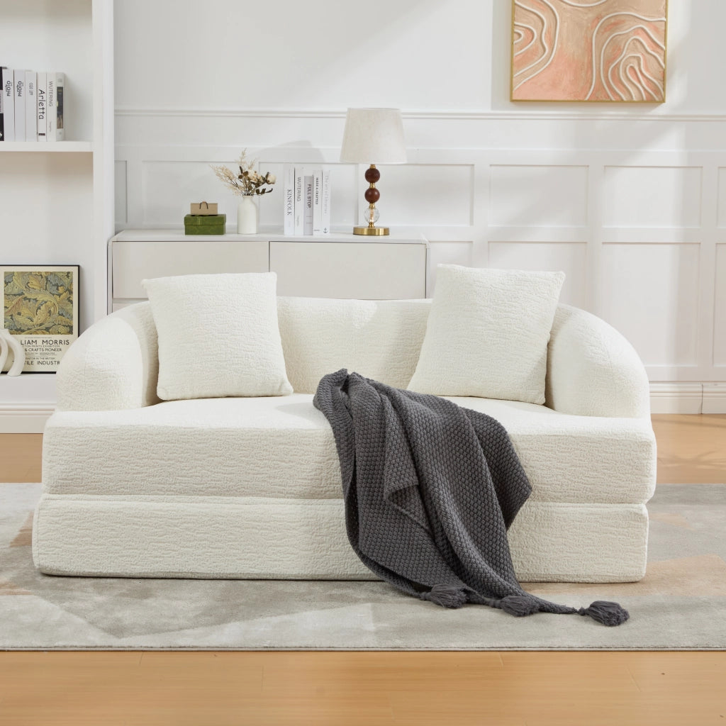 DIVANO LETTO 2 posti pieghevole 157x84x65 cm Chenille Beige