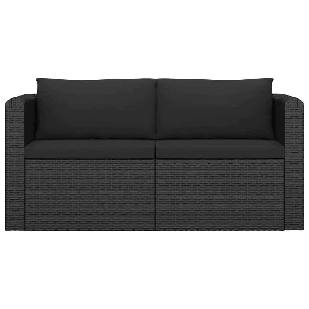 Mobili da giardino mobili da esterno Set di mobili da 7 pezzi con cuscini in resina intrecciata nera 02_0017324