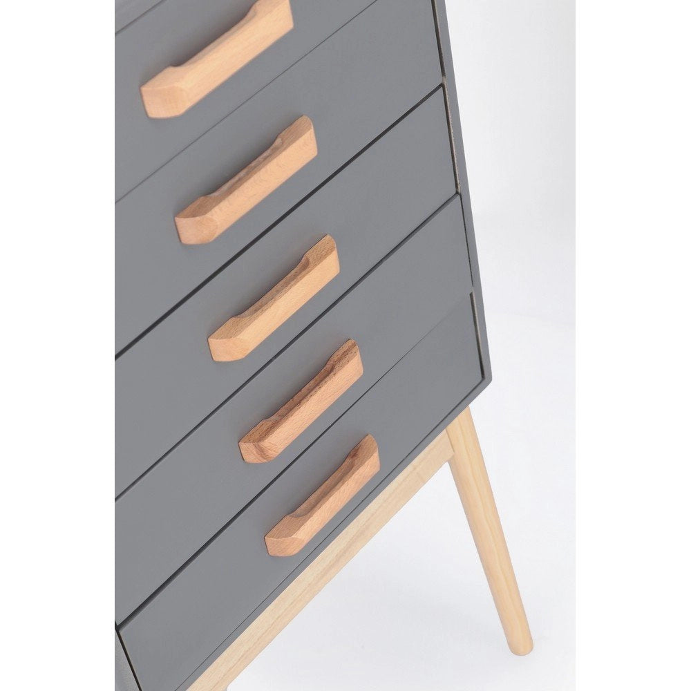 Cassettiera 5 Cassetti Legno Grigio Moderna da Interno - EXCEPTIONAL