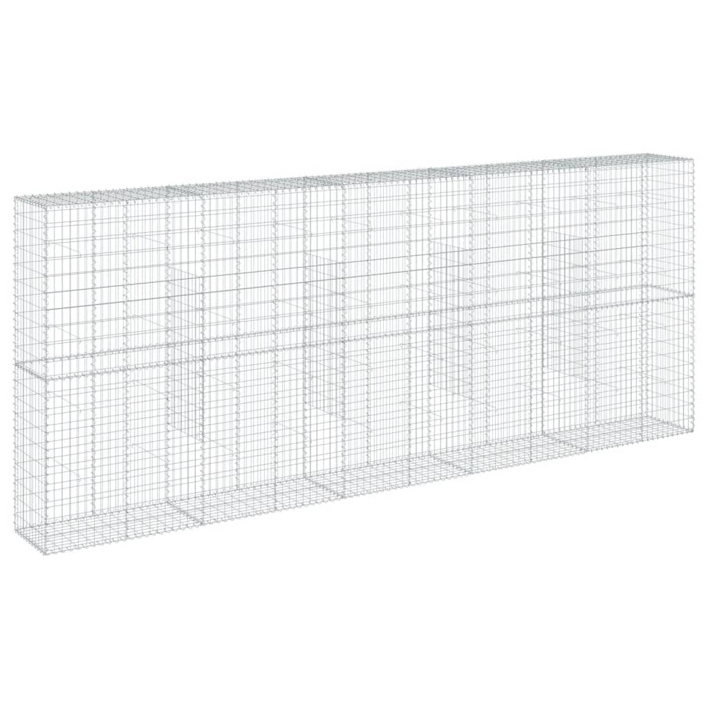 Gabbione recinto a gabbia muro di contenimento con coperchio 500 x 50 x 200 cm ferro zincato argento 02_0040175