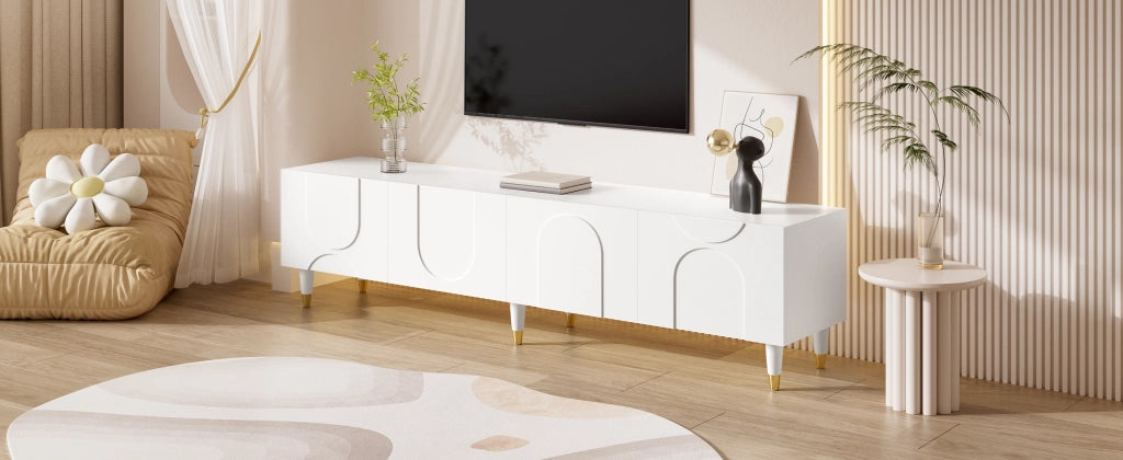 Cassettiera TV bianca in MDF e truciolare lunghezza 180 cm