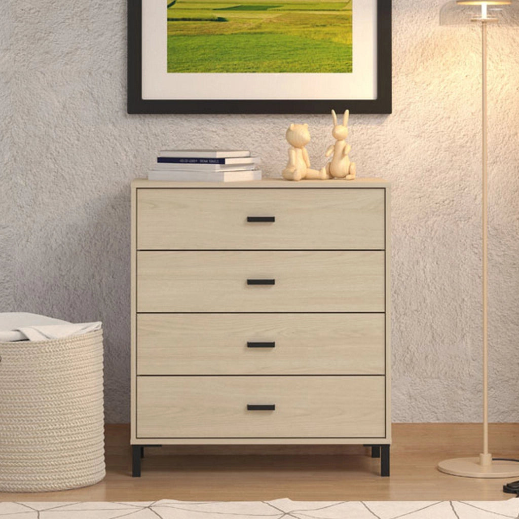 Rosasco, Cassettiera 4 Cassetti, 80x40x90h cm Marrone Rovere