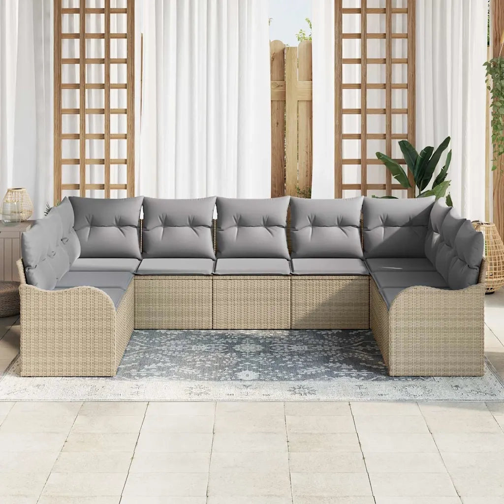 Set Divano da Giardino 9 pcs beige e grigio chiaro polyrattan 3354529